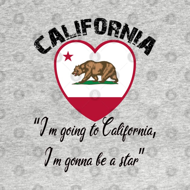 Bear Flag, Flag of California, Grizzly bear, “I’m going to California, I’m gonna be a star.” by egygraphics